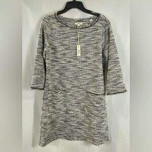 NWT. Max Studio, Large, Black & cream, 3/4 Long Sleeve Dress